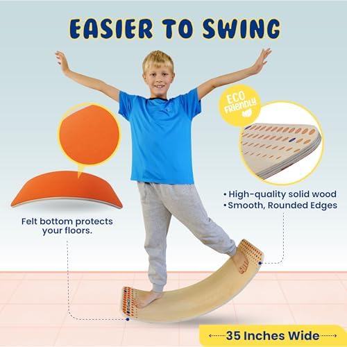 New Bounce Balance Board - Premium Wooden Wobble Board for Exercise & Balance Training - Supports Up to 480 Lbs. - Versatile Rocking Balance Boards for All Ages