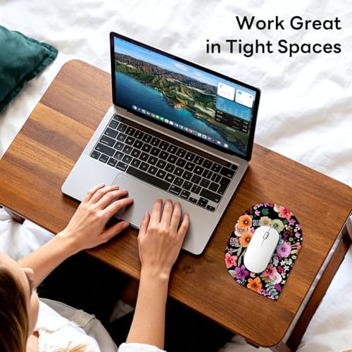 Contoured Oval Mouse Pad 6x8in Non-Slip for Laptop,Daisy