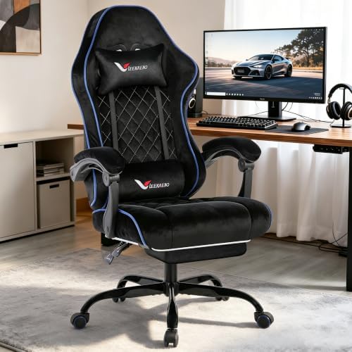 Fabric Gaming Chair for Adults, Comfortable Office Chair with Footrest