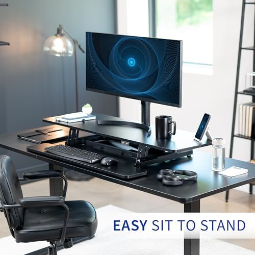 VIVO Black 47 inch Electric Desk Converter, DESK-VE48B