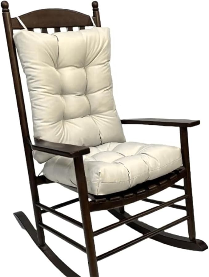 Rocking Chair Cushion Pad, 2 Pieces Indoor/Outdoor Rocking Soft Thickened Patio Chaise Lounger Cushion Overstuffed Patio Chair Cushion (Off-White)