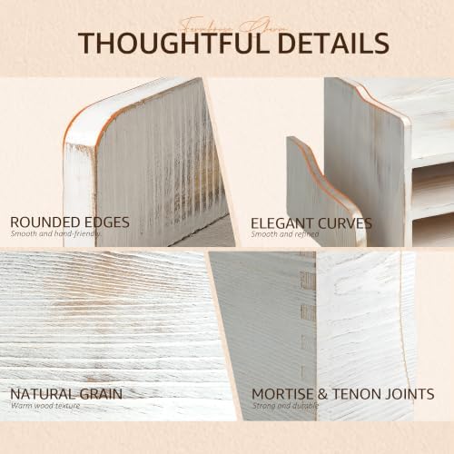 Wood Desk Organizer: File Organizer for Office Desk & Classroom, Whitewash