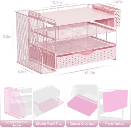 Wood Desk Organizers and Accessories with File Holder & Catalog Racks