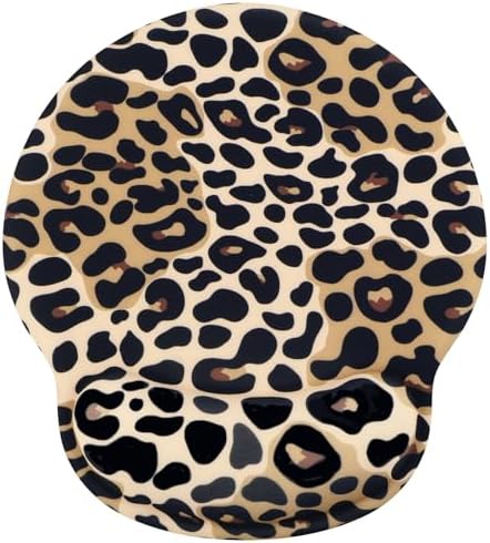 Leopard Mouse Pad Wrist Support Wrist Rest, Ergonomic Mouse Pad with Non-Slip Base for Office Gaming Working Computers,Desk Accessories Pain Relief Mouse Mat for Home&Game Decor, Brown