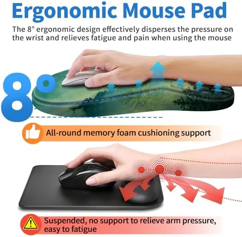 YIWEI Ergonomic Mouse Pad with Wrist Rest for Carpal Tunnel Pain Relief