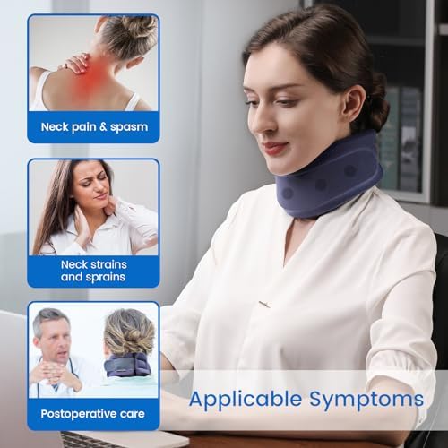 Velpeau Enhanced Neck Brace for Neck Pain and Support, Sleep Apnea, Blue L