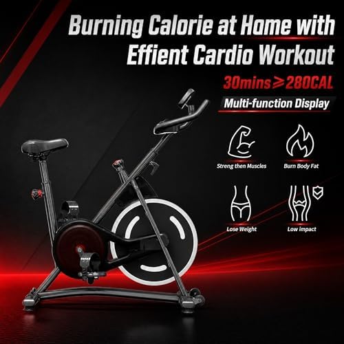 Exercise Bike, Stationary Bikes for Home, Compact Indoor Cycling Bike