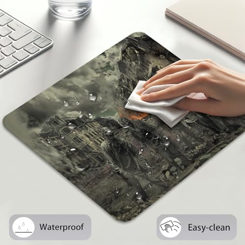 Zombie Apocalypse Ruined City Mouse Pad, Horror Halloween Dark Desk Mat