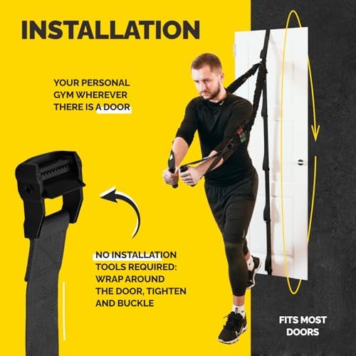 Door Anchor Strap for Resistance Bands with 5 Loops and Metal D-Rings