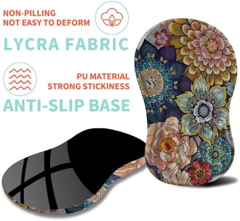 Ergonomic Mouse Pad Wrist Support with Memory Foam Massage Bulge, Carpal Tunnel Pain Relief Mousepad Wrist Rest for Mouse(12x8 inch, Blooming)