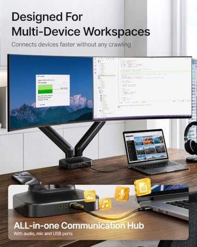 monTEK Dual Monitor Arm with USB Ports for 17-32" Screen up to 19.8 lbs