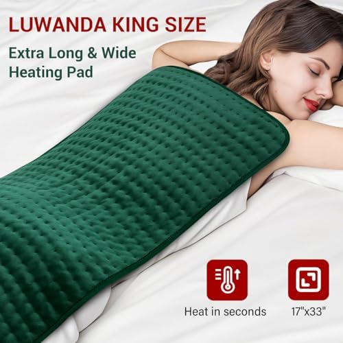 XXXL Heating Pad for Back Pain Relief & Period Cramps, Extra Large Electric Heating Pads for Women Legs Knee Feet Neck & Shoulders, 17”x33” Oversized Heat Pad with Timer, Gifts for Women Mom Men Dad