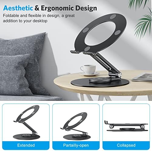 OMOTON Adjustable Laptop Stand for Desk 360° Rotating Base up to 17" Black