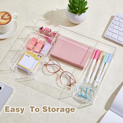 Briwooody Clear Acrylic Drawer Organizer,6 Compartments,Large