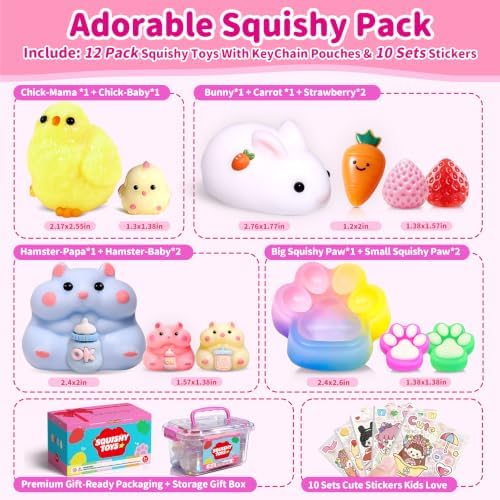 12Pack Taba Squishy Toys Kit -Squishy Fun Box- Squishy Fidget Squeeze Toys