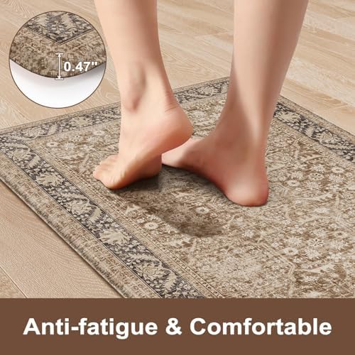 KIMODE Kitchen Mats Cushioned Anti Fatigue,Boho Kitchen Rugs Sets of 2