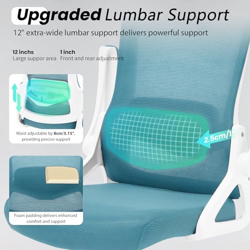 Ergonomic Mesh Office Chair with 2D Adjustable Headrest and Lumbar Support
