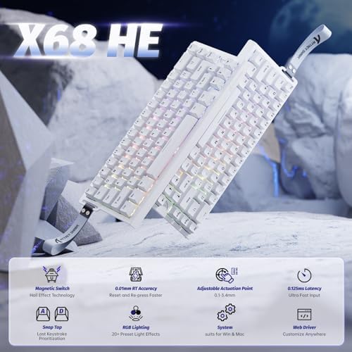 ATTACK SHARK X68 HE 60% Wired RT 8K Keyboard and Wireless R1 Mouse-White