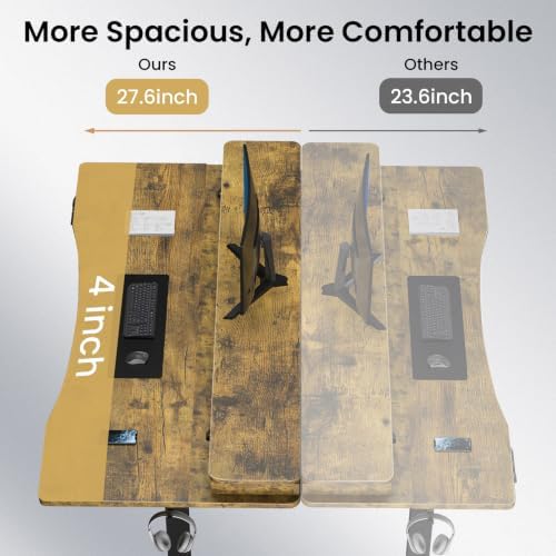 55 x 27.6 Electric Standing Desk with Drawers, Rustic Brown