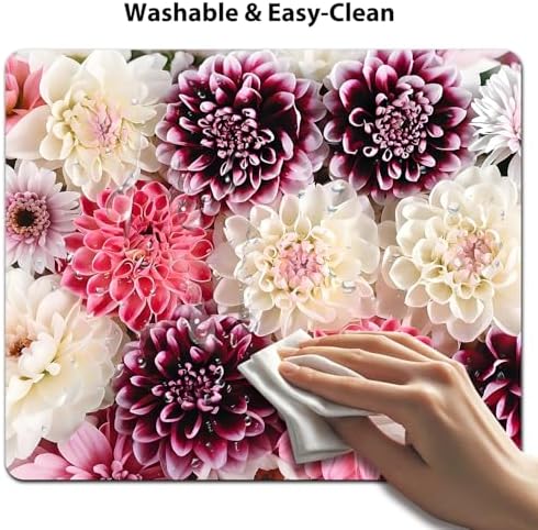 9.5x7.9 Inch Office/Gaming Mouse Pad, Colorful Bouquet of Dahlia Flowers Purple Pink White Red Floral Blooming Cute Anti-Slip Mat for Desk