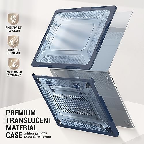 SEYMAC stock Case for MacBook Air 15 inch, Shock-Absorbing Protection with Folding Stand &Mouse Pad Case for MacBook Air 15 inch, Blue
