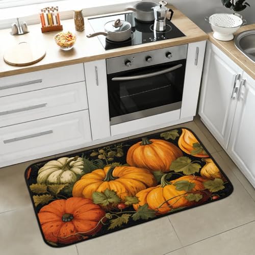 Kitchen Mats, Pumpkin Pattern Kitchen Rugs, Cushioned Anti Fatigue Kitchen Mats, Non-Slip Standing Desk Mat, Absorbent Kitchen Rug for Floor, Kitchen, Office, Sink, 20"×39"