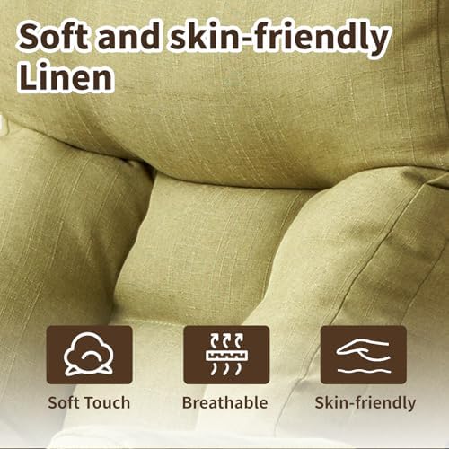 Swivel Lazy Floor Chair, Adjustable Reclining Floor Lounger with Head & Back Support and Phone Holder, Comfy Tatami Sofa Seat for Adults Bedroom & Gaming, Green