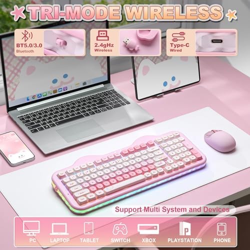 YUNZII C98 Cute Cake Wireless Mechanical Keyboard (Pink, Milk Switch)