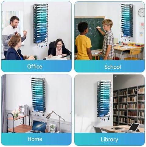 15 Tier Wall File Organizer - Hanging File Organizer with 5 Hooks, Mail Holder Wall Mounted for Papers, Folders, Magazines, Bills, Office&School Organization, Black