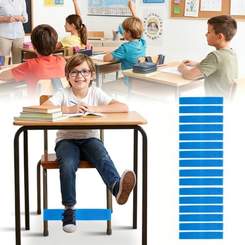 Chair Bands for Kids with Fidgety Feet, 16 Pack Desk Fidget Bands for Classroom, ADHD Tools for Kids Teacher School Classroom Home Sensory ADHD ADD Autism Needs (Blue)