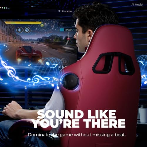 GTPLAYER ACE-PRO Music Gaming Chairs – Built-in Speakers, App Support & Bluetooth Control, Footrest & Pocket, Gamer Chair for Adults, Wine Red