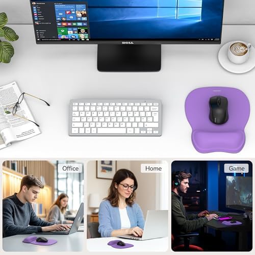 TECKNET Gel Ergonomic Mouse Pad with Wrist Rest, Non-Slip PU Base, Purple