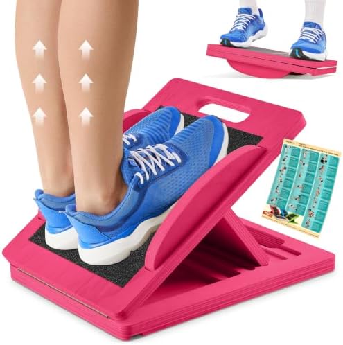 Slant Boards for Exercise, Wooden Slant Board, Calf Stretch Board with 7 Incline Angles, Velour Board, Balance Board & Calf Stretcher, Portable Incline Board for Physical Therapy, Ankle Mobility, Heel & Knees