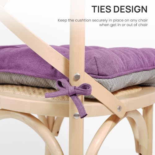Love's cabin Memory Foam Chair Cushions Set of 4, 15.5 Inch, Light Purple
