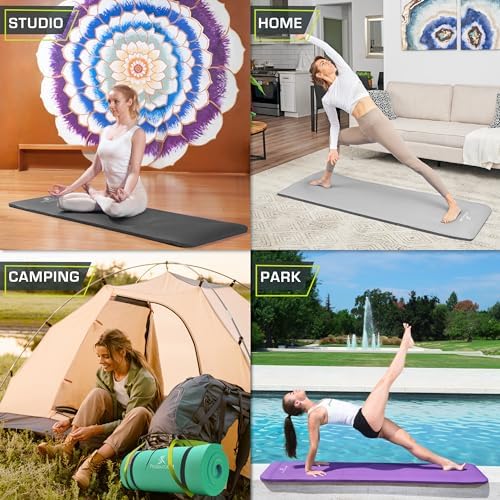 ProsourceFit Extra Thick Yoga and Pilates Mat, 71-inch Long High Density Exercise Mat with Comfort Foam and Carrying Strap