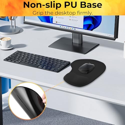 Mouse Pad with Wrist Support, 2-Pack Ergonomic Mousepad with Wrist Rest, Gaming Mouse Pad with Non-Slip PU Base, Relieve Pain Relief, for Home Office Computer Laptop, Black