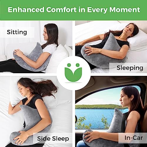 Rotator Cuff Pillow Side-Sleeper Shoulder Arm Support, Washable Cover, Gray
