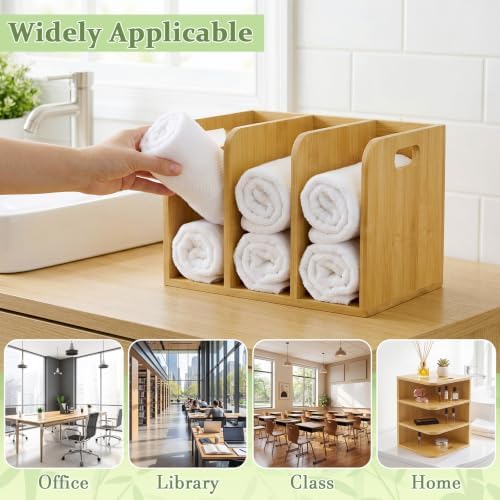 Novabright Bamboo Wooden File Magazine with Handle Holder Desk Organizer