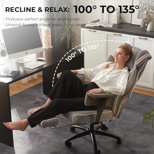 Dowinx Big and Tall Office Chair 400 Lbs with Rotating Massage Lumbar Support, Thick Seat Cushion and Adjustable Armrest,Computer Gaming Chair with Footrest,Mesh Grey