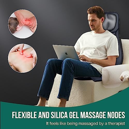 Snailax Shiatsu Neck Back Massager with Heat, Full Body Massage Chair Pad with Adjustable Height, Deep Kneading & Rolling Massage Seat Cushion for Back Pain, APP Control Seat Chair Massager, Gifts