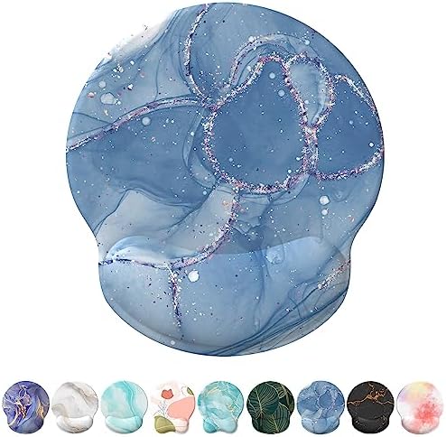 eulps Mouse Pad with Wrist Rest, Comfortable Computer Mousepad with Gel Wrist Support Smooth Surface and Non-Slip PU Base for Pain Relief, Laptop, Office & Home (Ice Lotus)