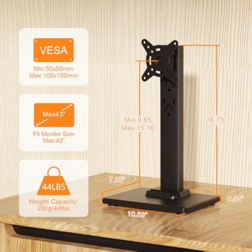 Suptek Single LCD Monitor Stand Mount Riser for 13-43 Inch Screen