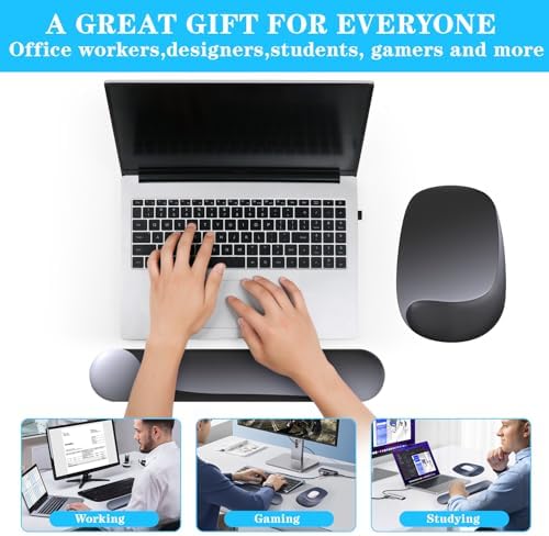 Wrist Rest for Keyboard and Mouse, Ergonomic Gel Computer Keyboard Wrist Rest with Memory Foam, Keyboard Wrist Support Pad for Long Hours of Work, Gaming, Studying-Relieve Wrist Pain (Black Suit)