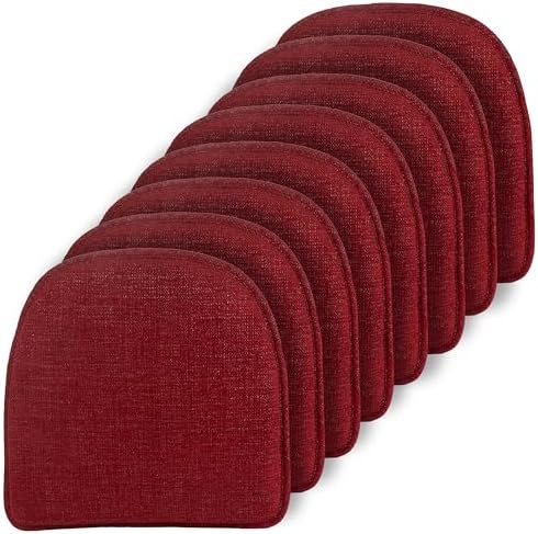 Klear Vu Raindrop The Gripper Non Slip Chair Cushions, Soft & Comfortable Seat Pad, Sitting Pillow for Kitchen, Dining or Office, 8 Count (Pack of 1), 03 Red