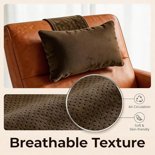 KINIVA Dual-Layer Ultra-Suede Neck Support Pillow for Recliners, Sofas & Office Chairs - Breathable Mesh, Removable Cover, Orthopedic Cervical Support for Pain Relief (Chocolate)