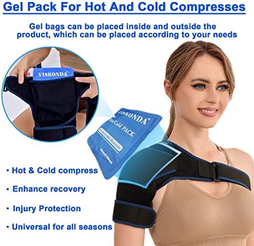 VISKONDA Shoulder Brace Sling Immobilizer and Compression Sleeve,Rotator Cuff Injury Supports for AC Joint Pain Relief,Arm Stability,Tear,Bursitis,Swelling,Tendonitis,for Men and Women (Black,Small)