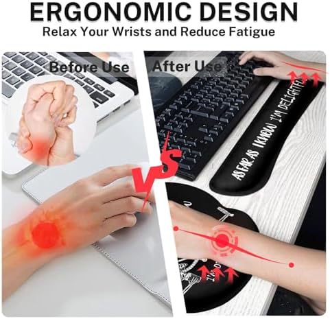 Britimes Ergonomic Mouse Pad Set with Wrist Rest, Black Skull Skeleton