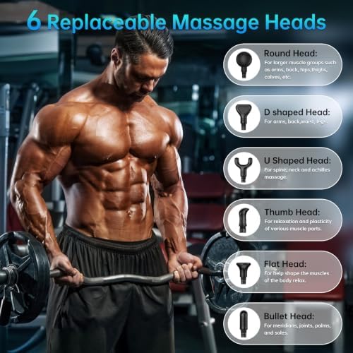 Gvber Massage Gun Deep Tissue 30 Speeds 6 Heads, Grey