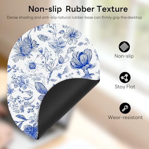Oval Mouse Pad 6x8in Non-Slip for Laptop,Sketch Flowers