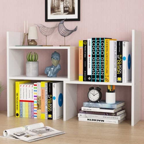 ShellKingdom Desk Shelf Organizer, Desktop Shelves, Adjustable Desktop Corner Shelf, Bookshelf Storage Rack and Cubicle Decor for Desk, Tabletop, School, Office, Dorm Desk Organizer - White